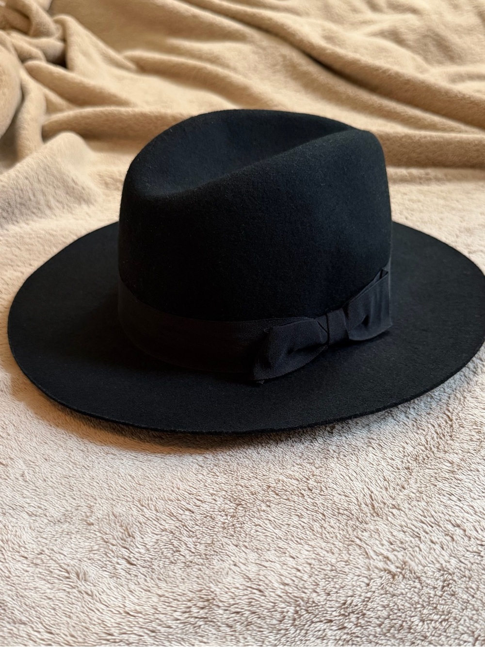 Scala Black Wide-Brim Wool Fedora Hat